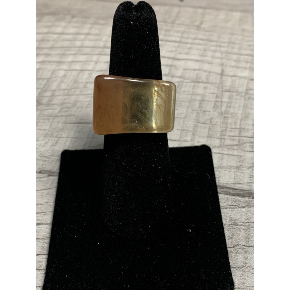 Colorful Acrylic Ring - Transparent Resin Geometric Tan Square Irregular Ring